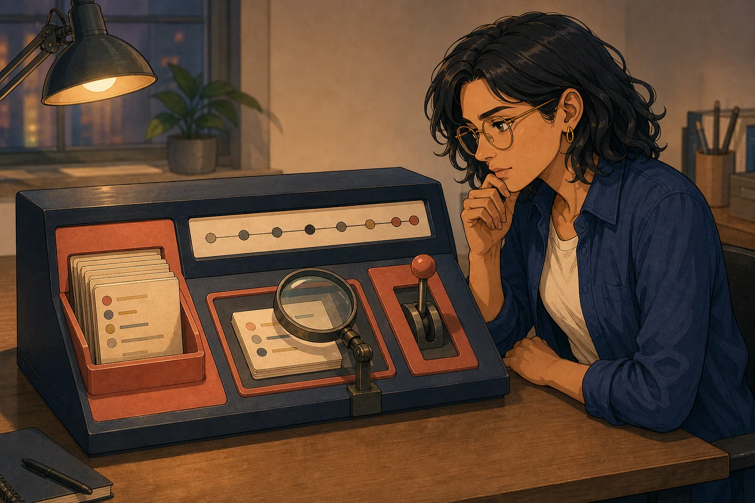 The merchant inspects an operations console with a visible run sequence and recovery lever.